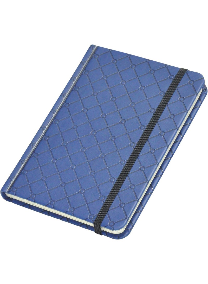 FIS Notebook With Elastic Band Italian PU Cover, Ivory Paper, 5 mm Square, Blue Color, 96 Sheets With Gift Box, A6 Size - Image 1